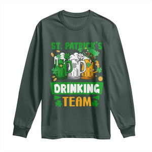 Funny St Patricks Day Long Sleeve Shirt Irish Drinking Team Beer Lover Party TS02 Dark Forest Green Print Your Wear