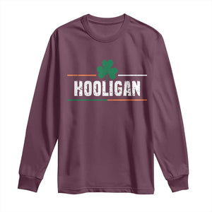 Funny St Patricks Day Matching Long Sleeve Shirt Hooligan Irish Shamrock TS02 Maroon Print Your Wear