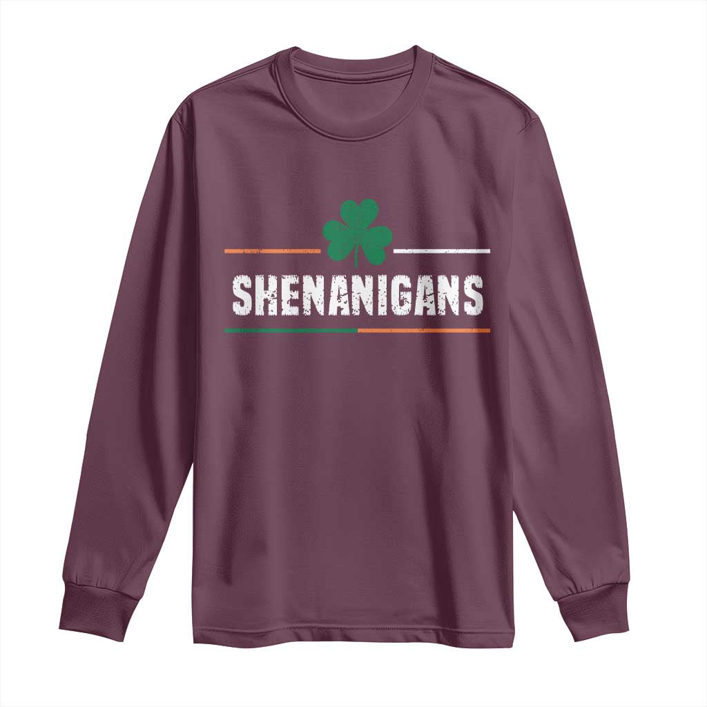 Funny St Patricks Day Matching Long Sleeve Shirt Shenanigans Irish Shamrock TS02 Maroon Print Your Wear