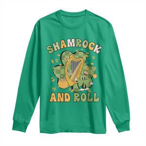 Funny St Patricks Day Long Sleeve Shirt Shamrock 'N Roll Irish Music Celtic Harp TS02 Irish Green Print Your Wear