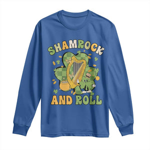 Funny St Patricks Day Long Sleeve Shirt Shamrock 'N Roll Irish Music Celtic Harp TS02 Royal Blue Print Your Wear