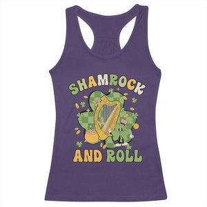 Funny St Patricks Day Racerback Tank Top Shamrock 'N Roll Irish Music Celtic Harp TS02 Purple Print Your Wear