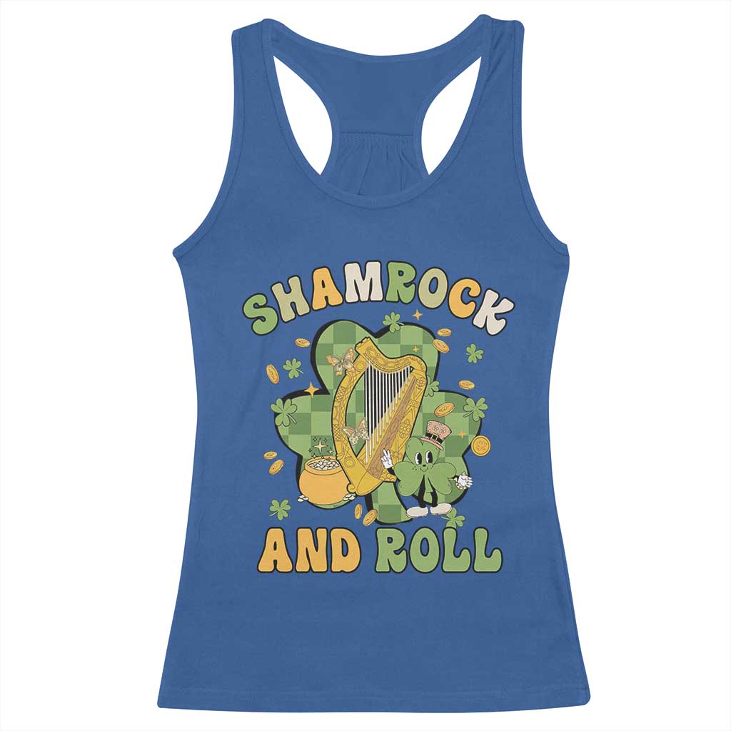 Funny St Patricks Day Racerback Tank Top Shamrock 'N Roll Irish Music Celtic Harp TS02 Royal Blue Print Your Wear