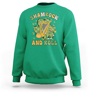 Funny St. Patricks Day Sweatshirt Shamrock 'N Roll Irish Music Celtic Harp TS02 Irish Green Printyourwear