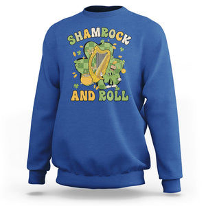 Funny St. Patricks Day Sweatshirt Shamrock 'N Roll Irish Music Celtic Harp TS02 Royal Blue Printyourwear