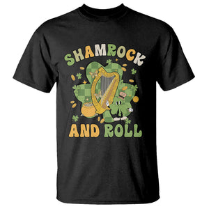 Funny St. Patricks Day T Shirt Shamrock 'N Roll Irish Music Celtic Harp TS02 Black Printyourwear