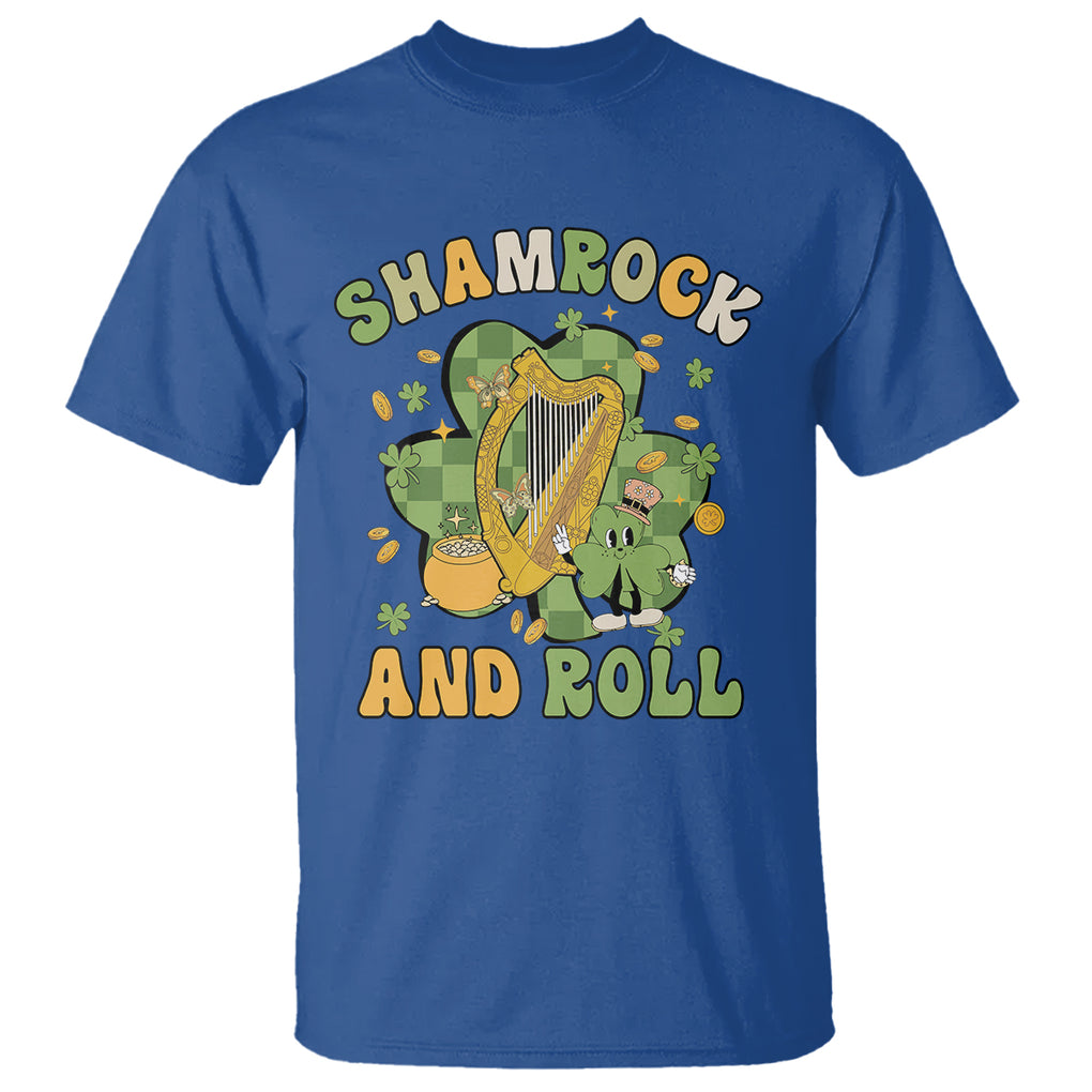 Funny St. Patricks Day T Shirt Shamrock 'N Roll Irish Music Celtic Harp TS02 Royal Blue Printyourwear