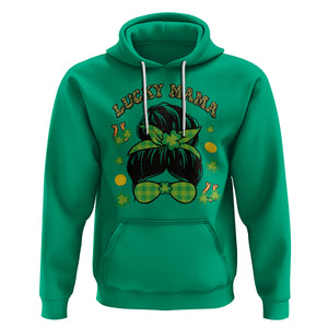 Funny St. Patricks Day Hoodie Lucky Mama Messy Bun Mom TS02 Irish Green Printyourwear