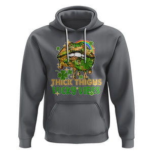 Funny St. Patricks Day Women Hoodie Thick Thighs Lucky Vibes Leopard Biting Lips TS02 Charcoal Printyourwear