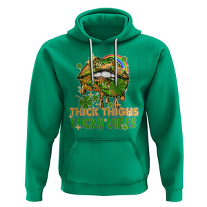 Funny St. Patricks Day Women Hoodie Thick Thighs Lucky Vibes Leopard Biting Lips TS02 Irish Green Printyourwear