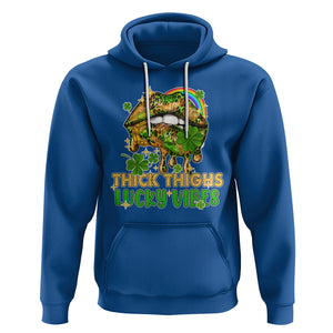 Funny St. Patricks Day Women Hoodie Thick Thighs Lucky Vibes Leopard Biting Lips TS02 Royal Blue Printyourwear