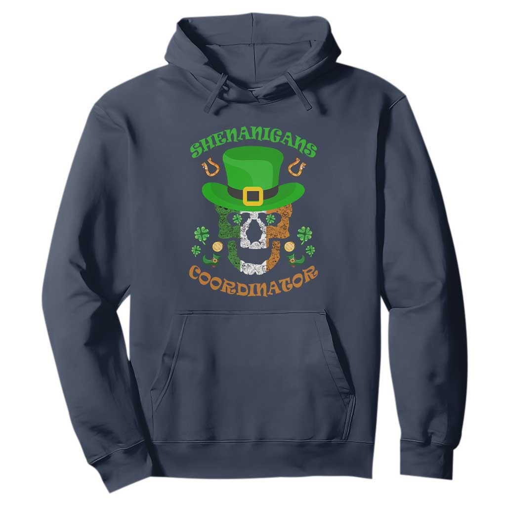 Bull Dog Skull Hoodie Shenanigans Coordinator St Patrick's Day TS02 Navy Printyourwear