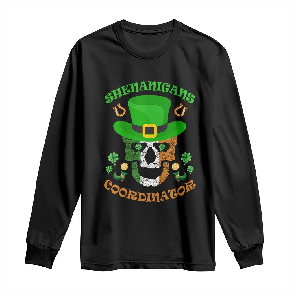 Irish Skull Long Sleeve Shirt Shenanigans Coordinator St Patrick's Day TS02 Black Print Your Wear