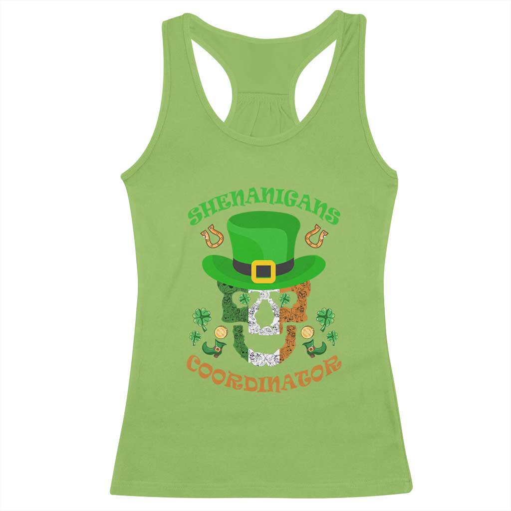 Irish Skull Racerback Tank Top Shenanigans Coordinator St Patrick's Day TS02 Lime Print Your Wear