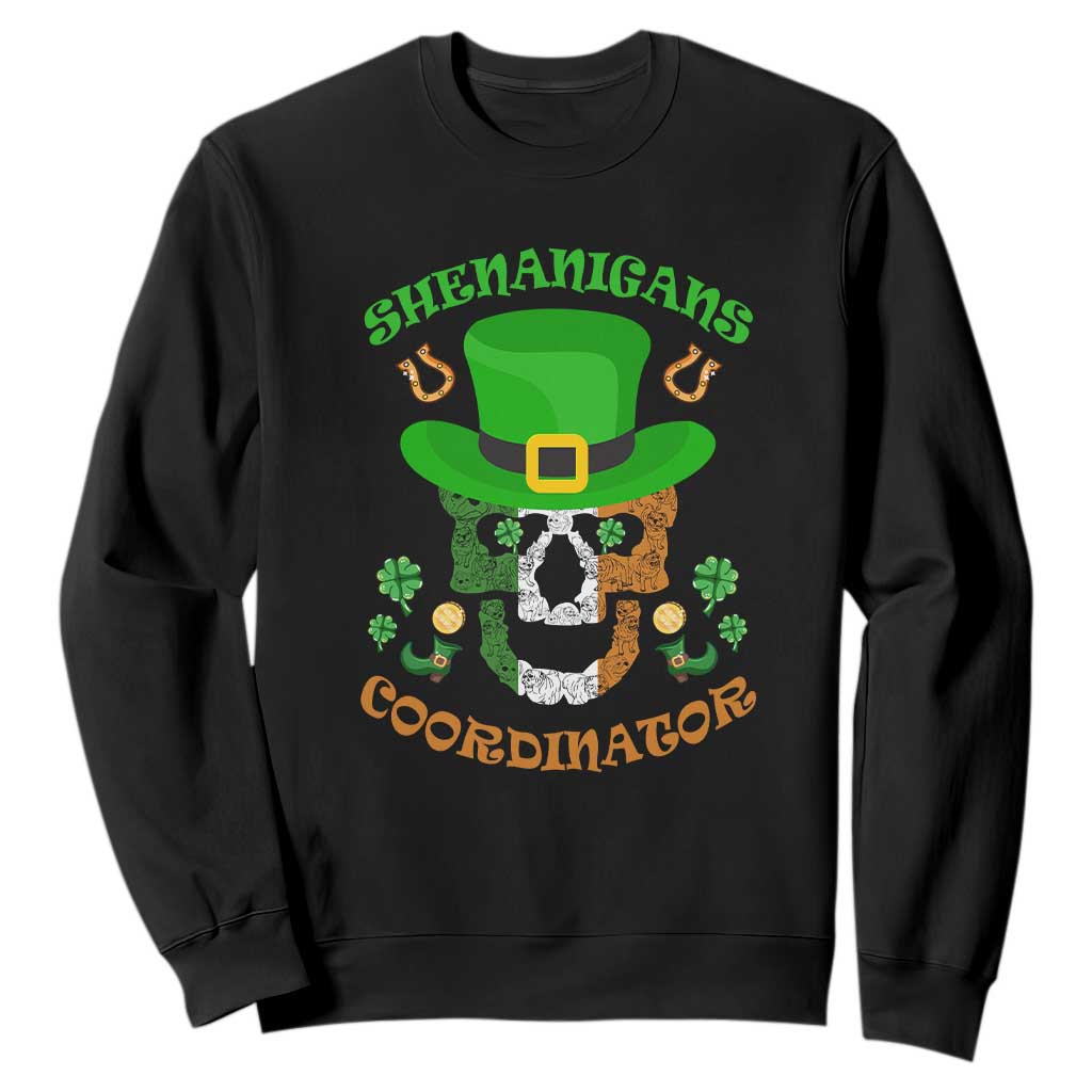 Bull Dog Skull Sweatshirt Shenanigans Coordinator St Patrick's Day TS02 Black Printyourwear