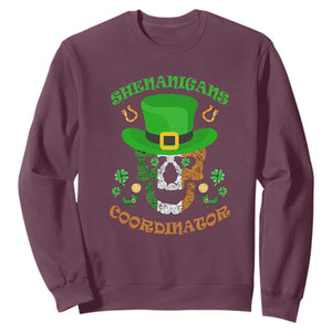Bull Dog Skull Sweatshirt Shenanigans Coordinator St Patrick's Day TS02 Maroon Printyourwear