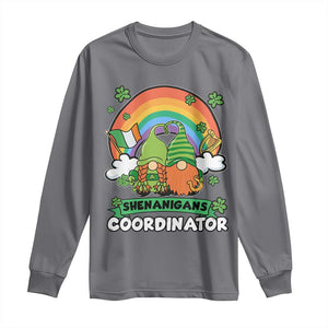 Cute St Patricks Day Long Sleeve Shirt Shenanigans Coordinator Gnomes Rainbow TS02 Charcoal Print Your Wear