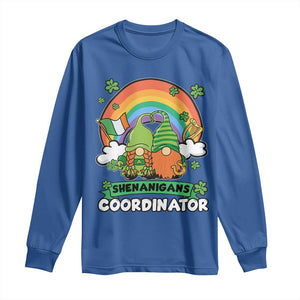 Cute St Patricks Day Long Sleeve Shirt Shenanigans Coordinator Gnomes Rainbow TS02 Royal Blue Print Your Wear