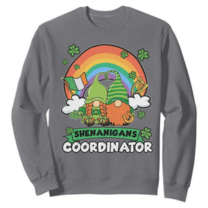 Cute St. Patricks Day Sweatshirt Shenanigans Coordinator Gnomes Rainbow TS02 Charcoal Printyourwear