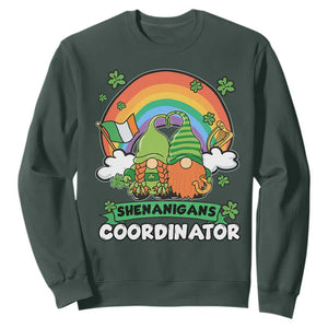 Cute St. Patricks Day Sweatshirt Shenanigans Coordinator Gnomes Rainbow TS02 Dark Forest Green Printyourwear