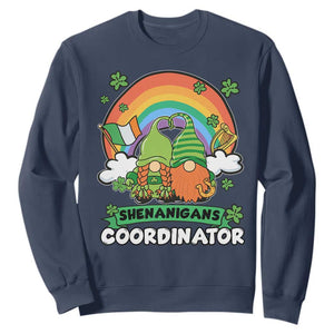 Cute St. Patricks Day Sweatshirt Shenanigans Coordinator Gnomes Rainbow TS02 Navy Printyourwear