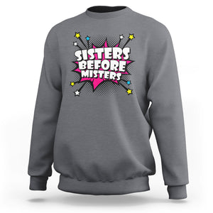 Galentine's Day Sweatshirt Sisters Before Misters Retro TS02 Charcoal Printyourwear