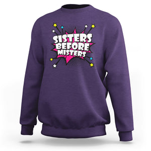 Galentine's Day Sweatshirt Sisters Before Misters Retro TS02 Purple Printyourwear