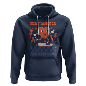 Self Love Hoodie Self-love is The Best Love Retro Groovy Heart Valentine's Day TS02 Navy Printyourwear