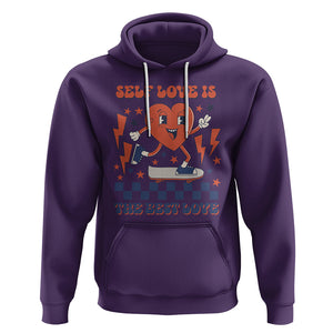 Self Love Hoodie Self-love is The Best Love Retro Groovy Heart Valentine's Day TS02 Purple Printyourwear