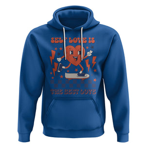 Self Love Hoodie Self-love is The Best Love Retro Groovy Heart Valentine's Day TS02 Royal Blue Printyourwear