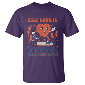 Self Love T Shirt Self-love is The Best Love Retro Groovy Heart Valentine's Day TS02 Purple Printyourwear