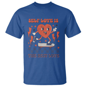 Self Love T Shirt Self-love is The Best Love Retro Groovy Heart Valentine's Day TS02 Royal Blue Printyourwear