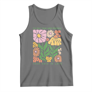 The Only Thing More Powerful Than Hate Is Love Tank Top Retro Floral Bunny Inspirational Quote TS02 Black Heather Print Your Wear