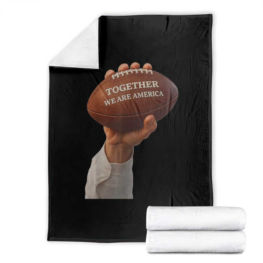 Together We Are America Bunny Holding Football Throw Blanket Unity Game Day Inspirational Quote TS02 Black Print Your Wear