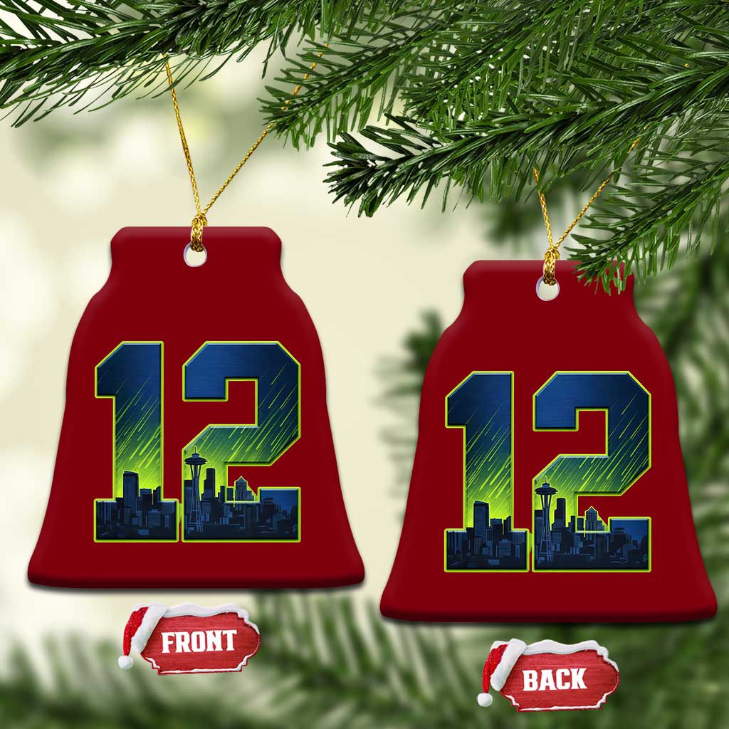 Seattle Skyline Number 12 Graphic Ceramic Ornament Pacific Northwest Emerald City Sports Fan Pride TS02 Print Your Wear