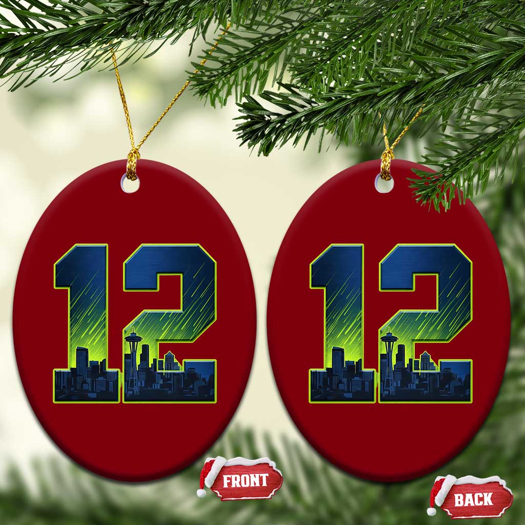 Seattle Skyline Number 12 Graphic Ceramic Ornament Pacific Northwest Emerald City Sports Fan Pride TS02 Print Your Wear