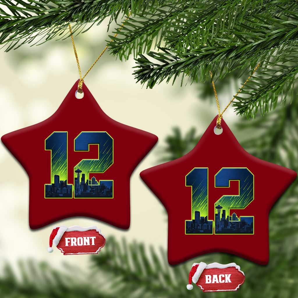 Seattle Skyline Number 12 Graphic Ceramic Ornament Pacific Northwest Emerald City Sports Fan Pride TS02 Print Your Wear