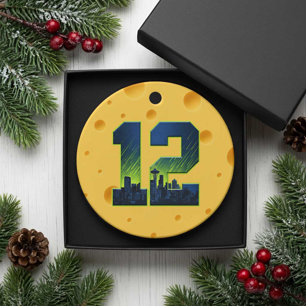 Seattle Skyline Number 12 Graphic Ceramic Ornament Pacific Northwest Emerald City Sports Fan Pride TS02 1pc Yellow Cheese Print Your Wear