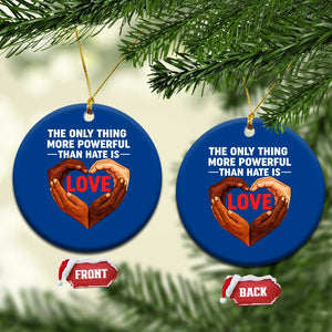 The Only Thing More Powerful Than Hate Is Love Ceramic Ornament Heart in Hands Unity Bunny Inspirational Quote TS02 1pc Blue Print Your Wear
