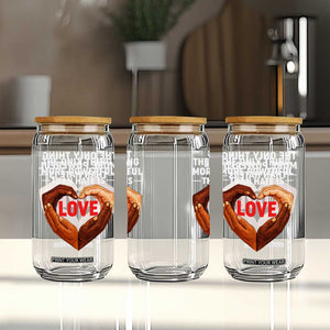 The Only Thing More Powerful Than Hate Is Love Glass Can Heart in Hands Unity Bunny Inspirational Quote TS02 Print Your Wear
