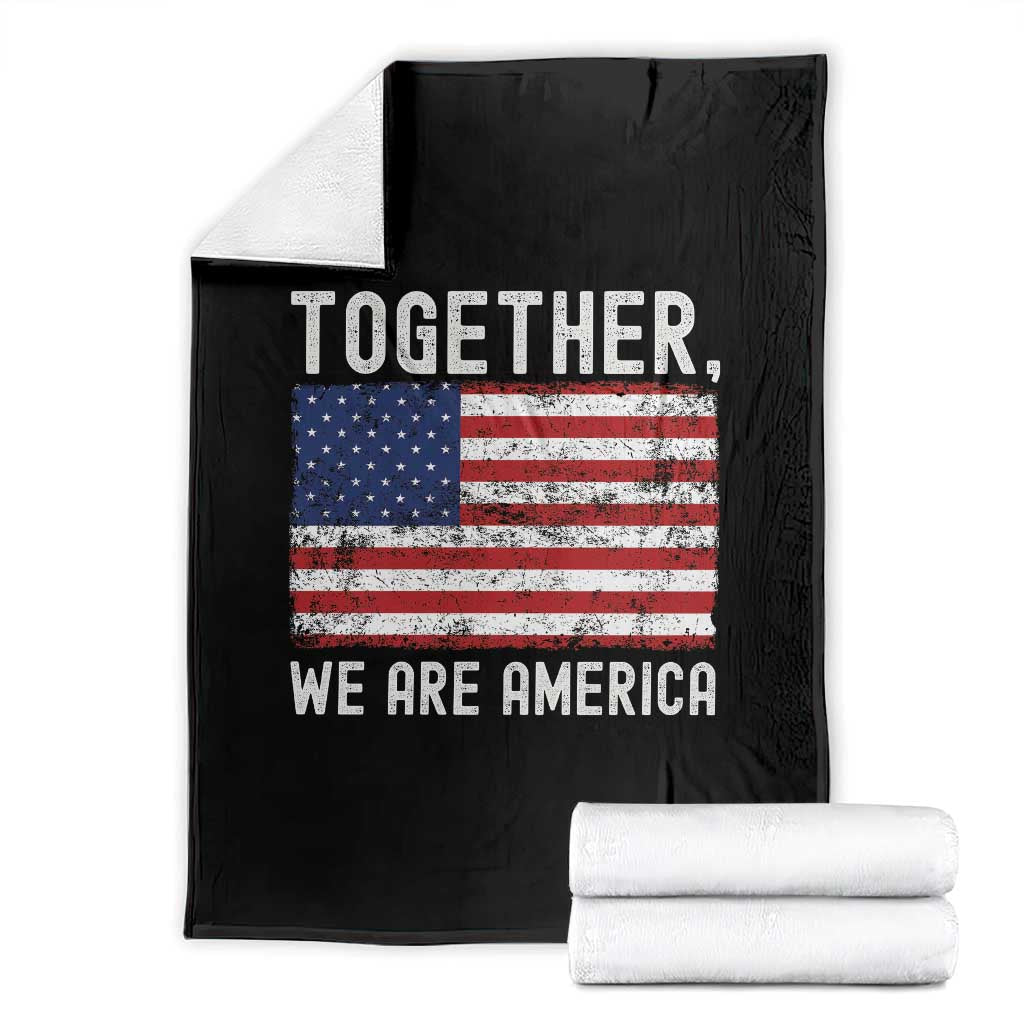 Together We Are America Vintage Football Throw Blanket Classic Patriotic Sports Bunny Inspirational Quote TS02 Black Print Your Wear