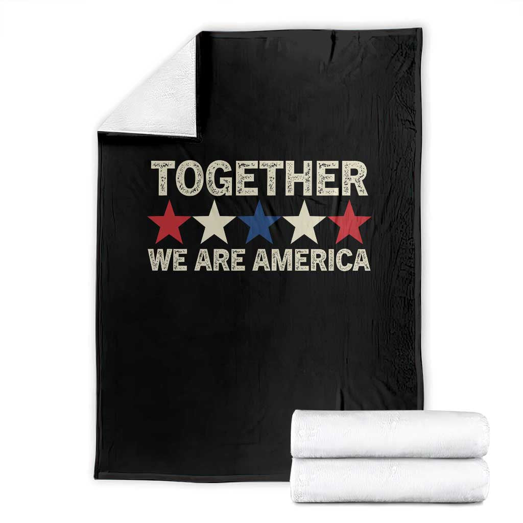 Together We Are America Patriotic Unity Throw Blanket Vintage Red White Blue Stars Bunny Inspirational Quote TS02 Black Print Your Wear
