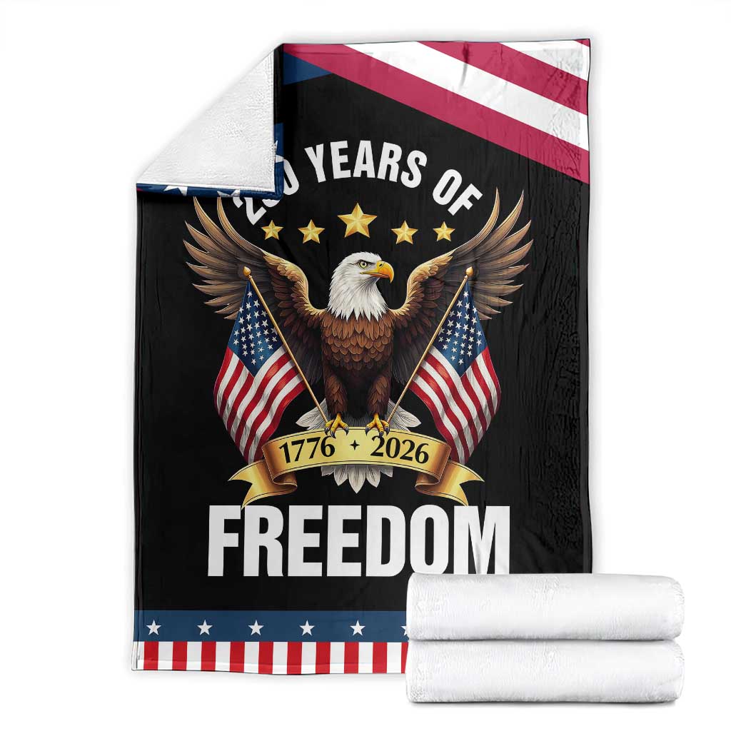 America 250th Anniversary 1776 2026 Patriotic Bald Eagle Throw Blanket 250 Years of Freedom 4th of July Independence Celebration TS02 Black Print Your Wear
