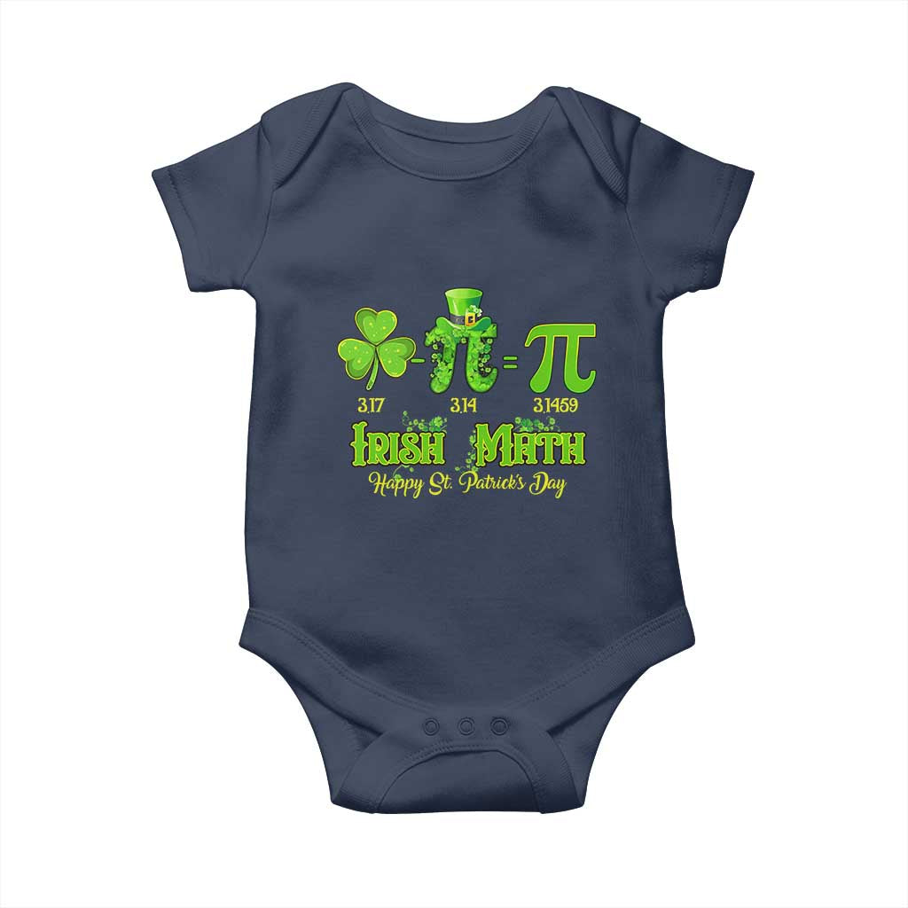 Funny Teacher St Patricks Day Baby Onesie Irish Math 3.14 Pi Shamrock Teacher Happy Day TS02 Navy Print Your Wear