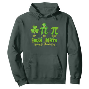 Funny Teacher St Patricks Day Hoodie Irish Math 3.14 Pi Shamrock Teacher Happy Day TS02 Dark Forest Green Print Your Wear