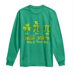 Funny Teacher St Patricks Day Long Sleeve Shirt Irish Math 3.14 Pi Shamrock Teacher Happy Day TS02 Irish Green Print Your Wear