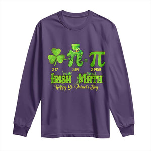 Funny Teacher St Patricks Day Long Sleeve Shirt Irish Math 3.14 Pi Shamrock Teacher Happy Day TS02 Purple Print Your Wear