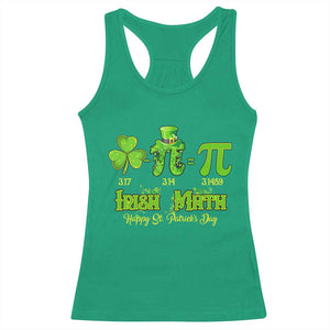 Funny Teacher St Patricks Day Racerback Tank Top Irish Math 3.14 Pi Shamrock Teacher Happy Day TS02 Irish Green Print Your Wear
