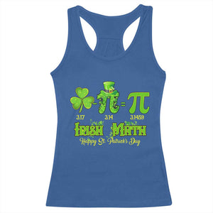 Funny Teacher St Patricks Day Racerback Tank Top Irish Math 3.14 Pi Shamrock Teacher Happy Day TS02 Royal Blue Print Your Wear