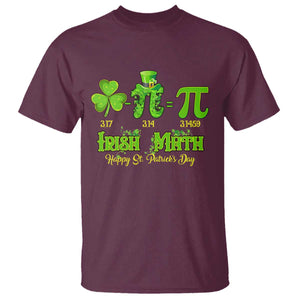 Funny Teacher St Patricks Day T Shirt Irish Math 3.14 Pi Shamrock Teacher Happy Day TS02 Maroon Print Your Wear